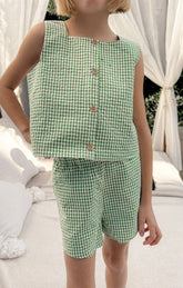 Little Maren Shorts ~ Field Green Gingham