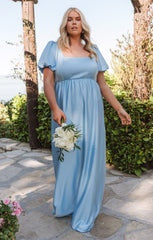 Nora Maxi Dress ~ Baby Blue Luxe Satin