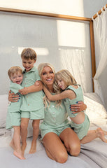 Lil Button Up Shirt ~ Field Green Gingham