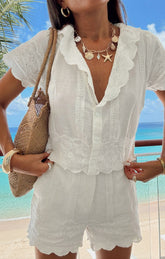 Lyla Top ~ White Eyelet Embroidery