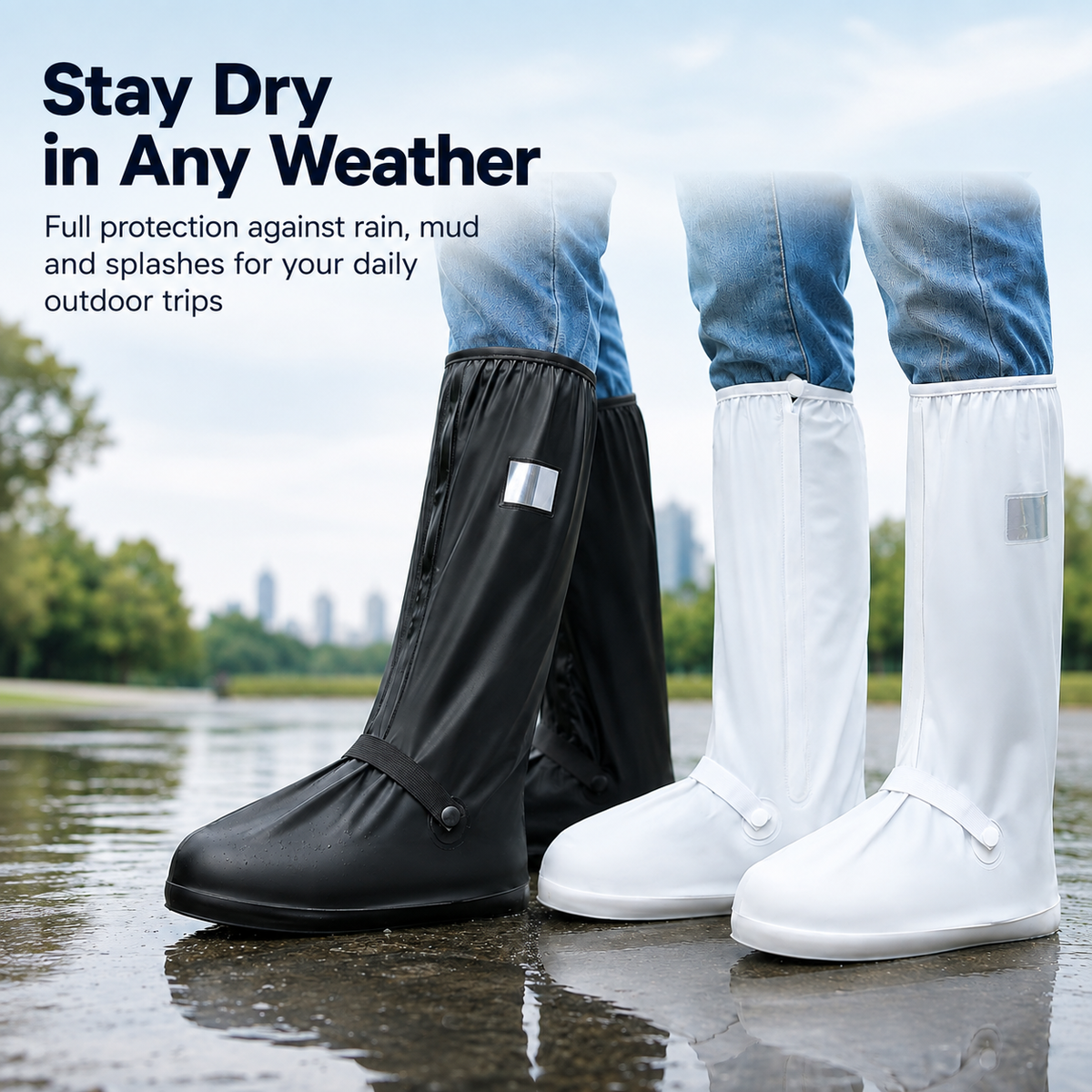 Waterproof Reusable Shoe Covers, Non‑Slip Rain Overshoes for Outdoor